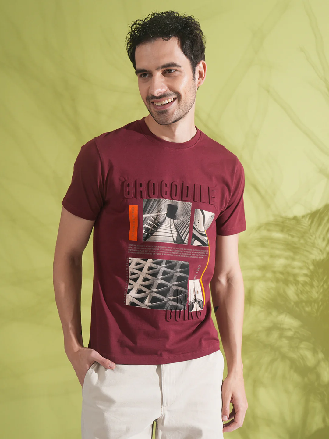 Embossed Word Logo With Print In Wine