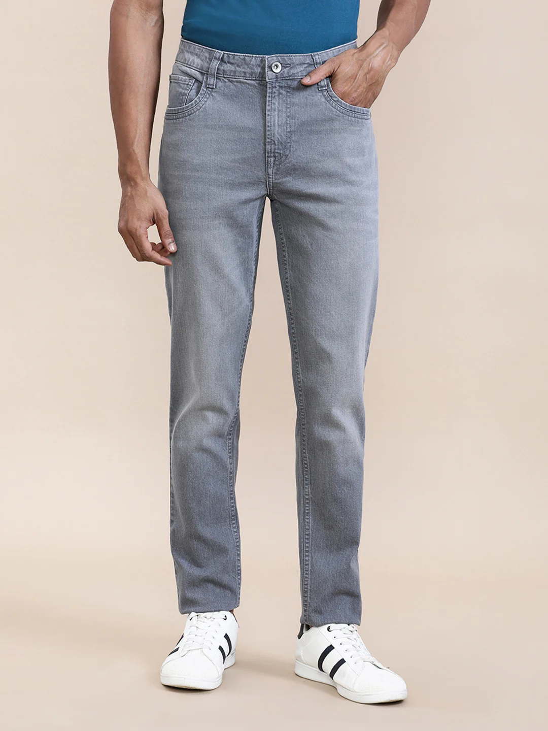 Stone Wash Slim Fit Grey Jeans