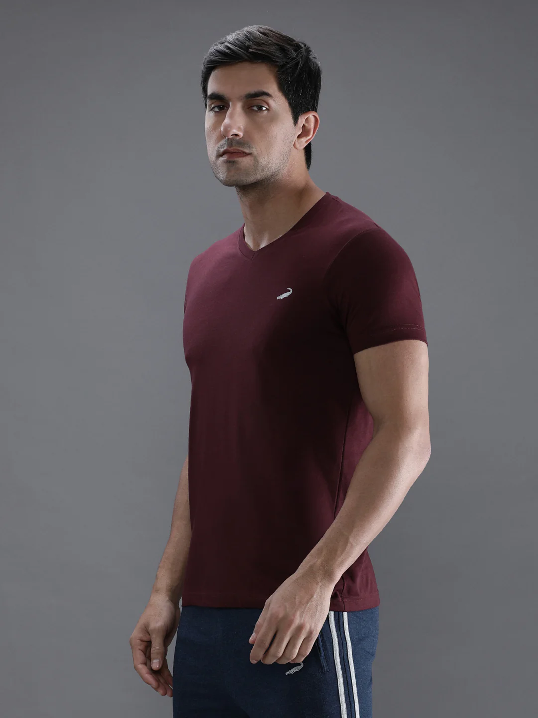 Wine Red Solid Casual T-Shirt