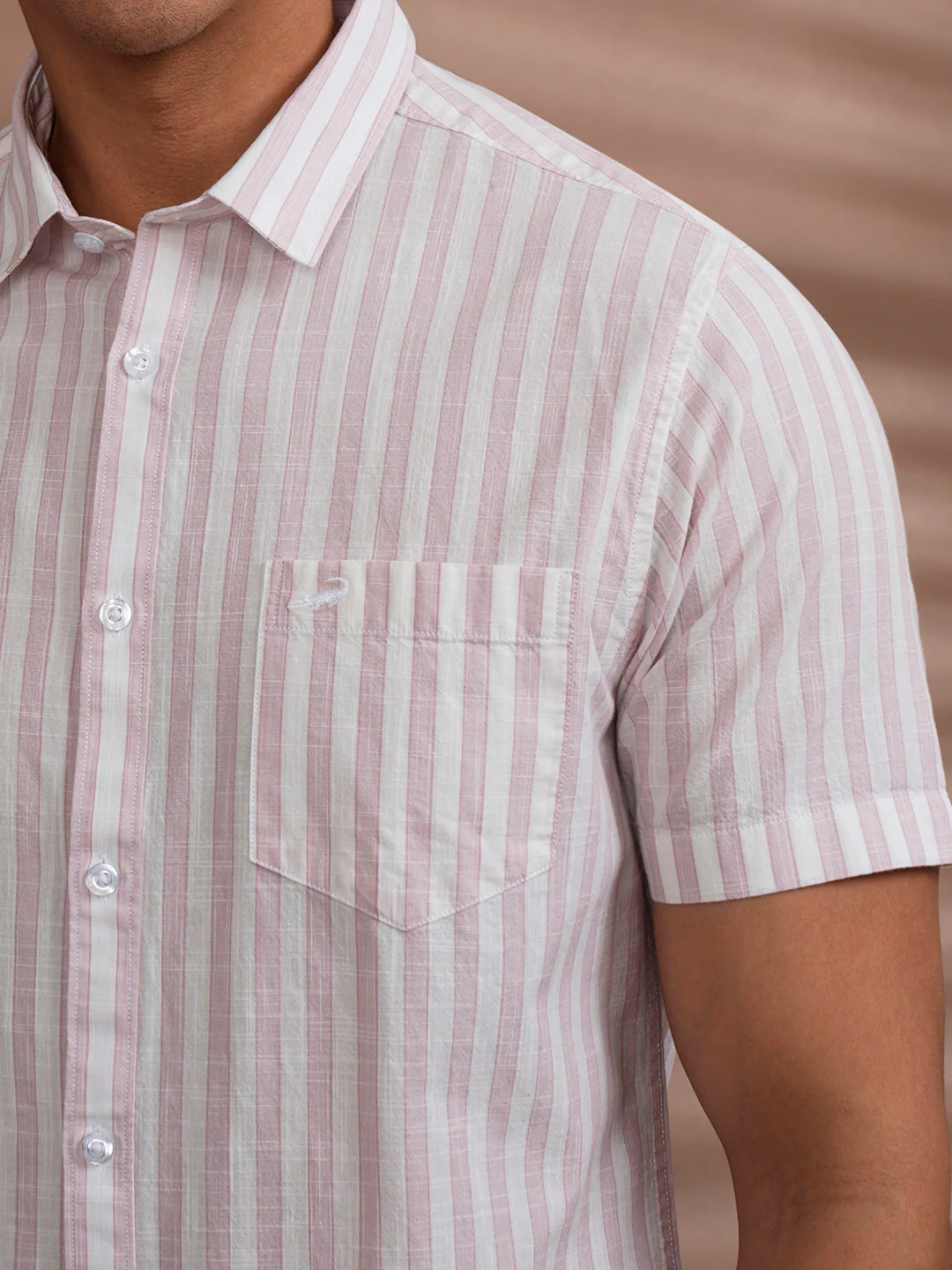 100% Cotton Bold Stripe Shirt Light Pink