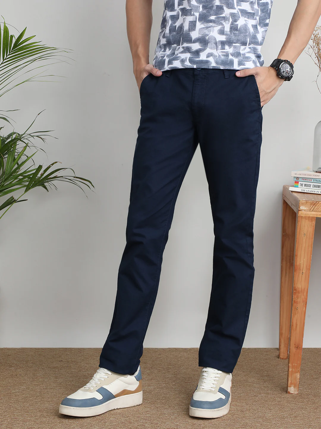Solid Casual Trouser Navy
