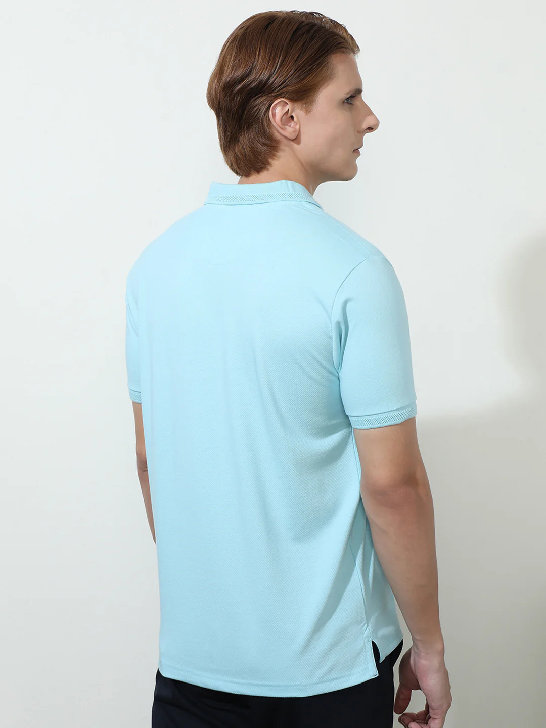 Blue Solid Half Sleeve Casual Polo T-Shirt