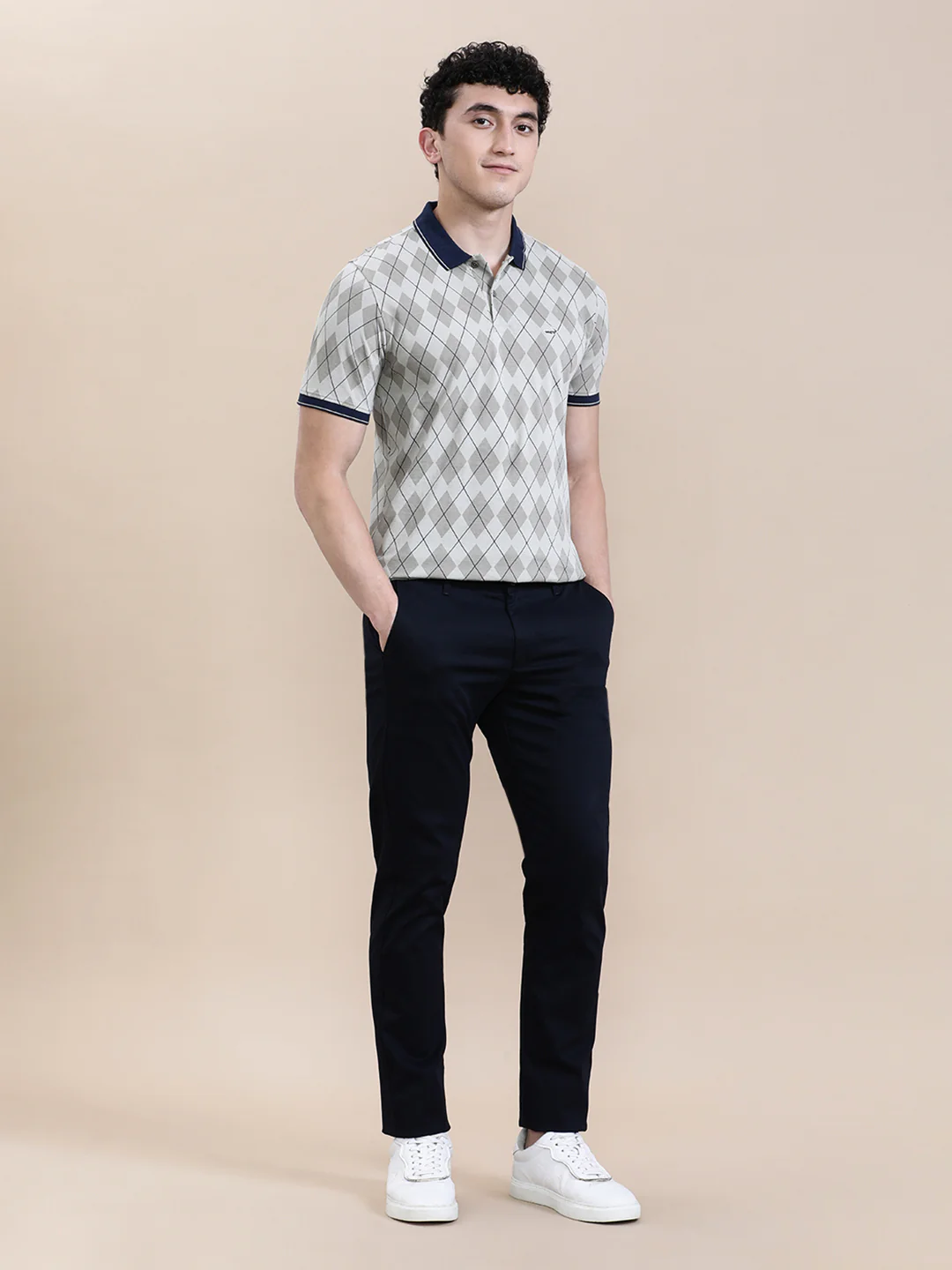 Diamond AOP Slim Fit Polo Black
