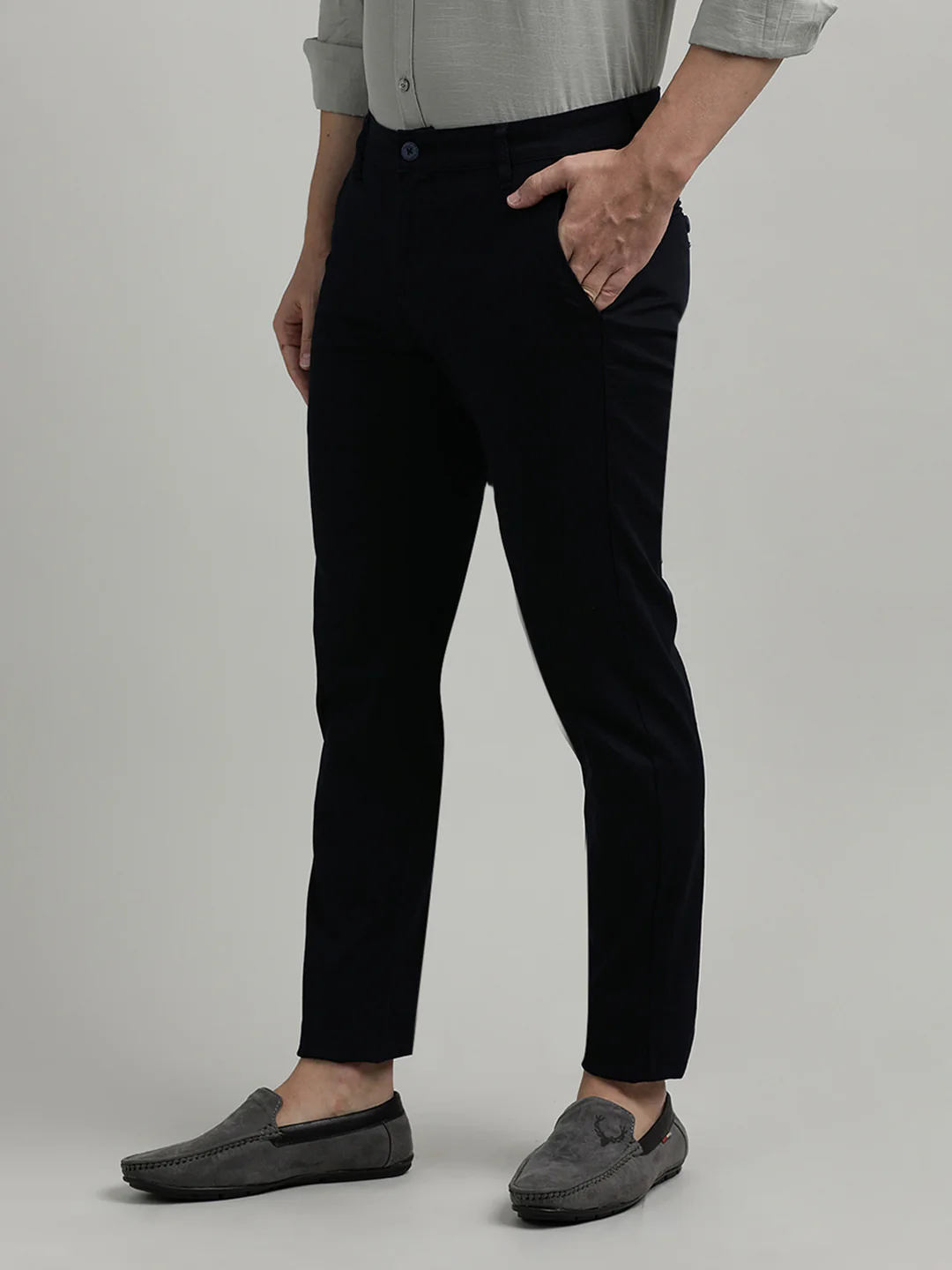 Navy Solid Trim Fit Trouser