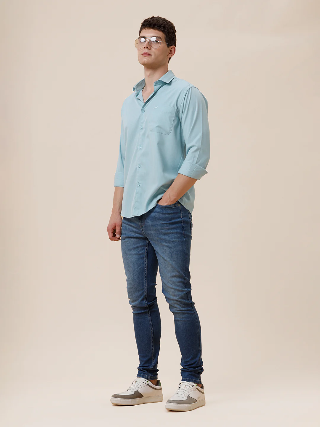 Stone Washed Light Blue Jeans