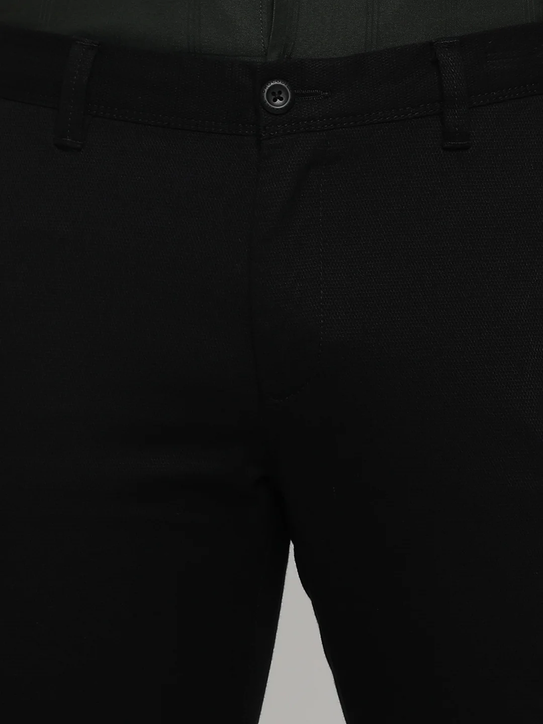 Black Textured Stretch Trouser