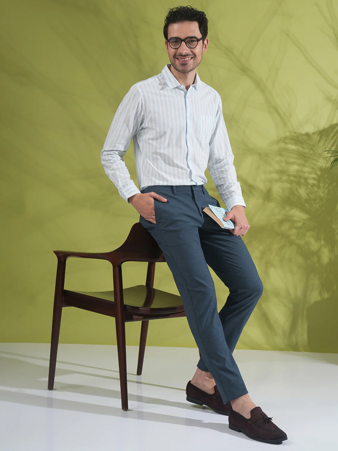 Ripstop Self Pattern Stretch Trouser Dark Blue