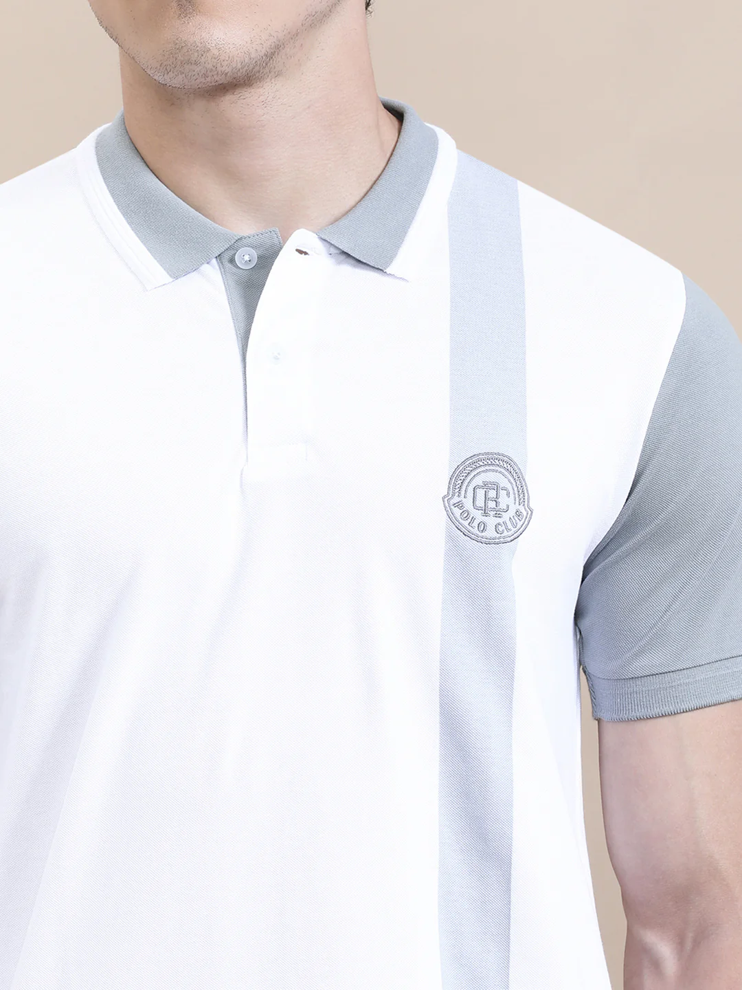 Panel Print Polo with Cheese Embroidery