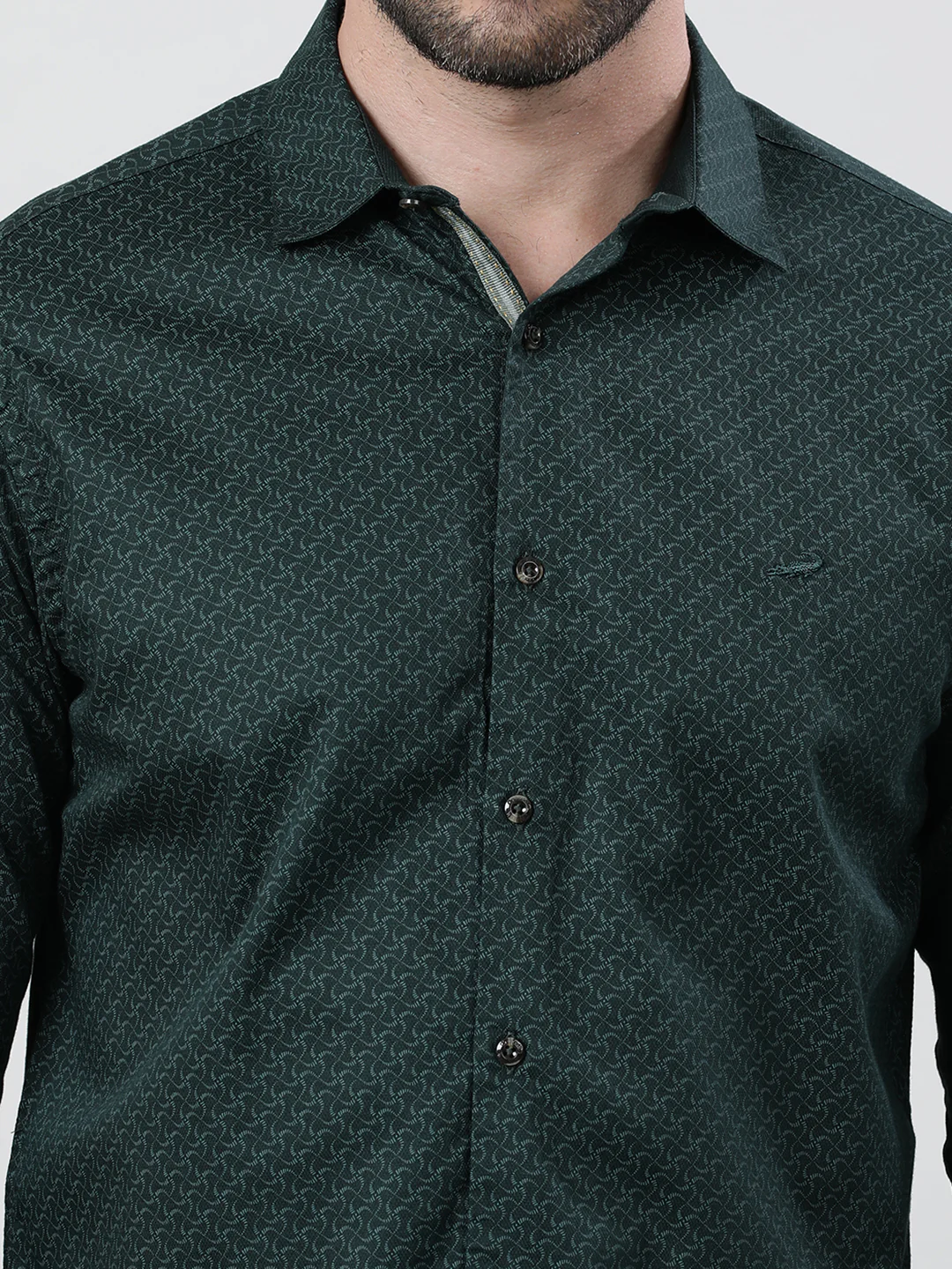 Printed Green Full Sleeve 100% Cotton Casual Shirt