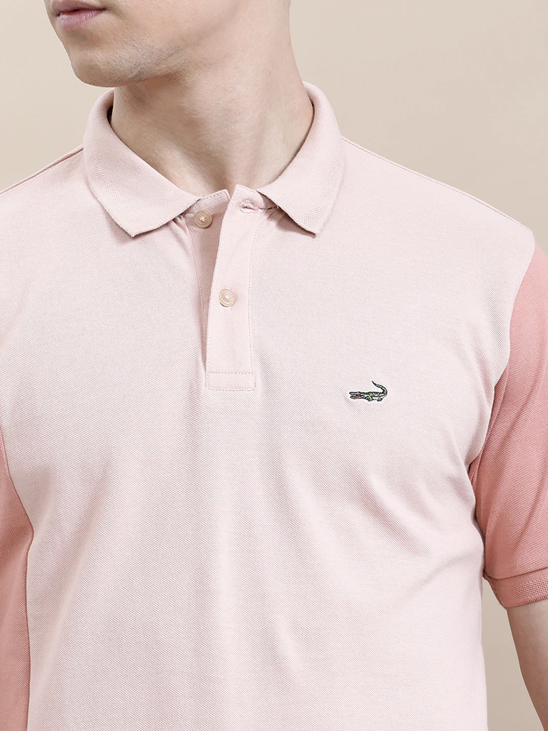 Colorblock Slim Fit Polo Pink