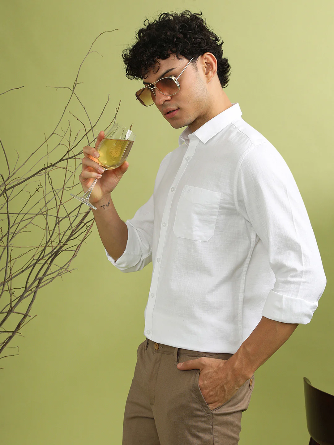 100% Cotton Textured Casual Shirt White