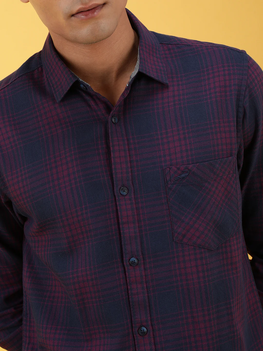 Dark Pink Checked Full Sleeve 100% Cotton Shirt