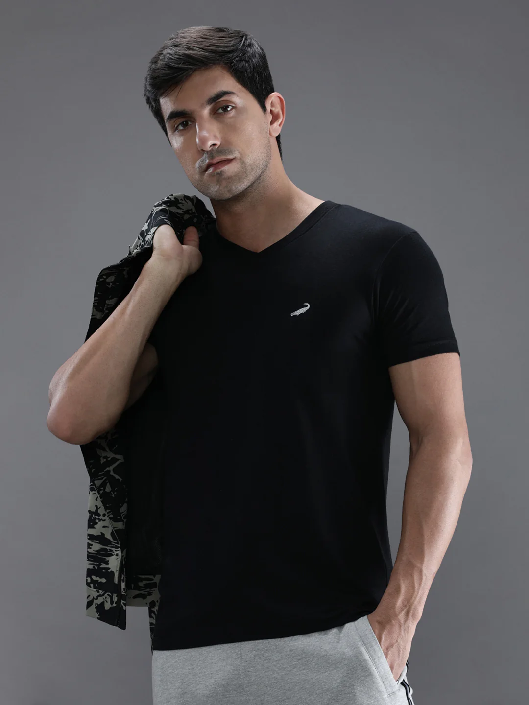 Black Casual Solid T-Shirt