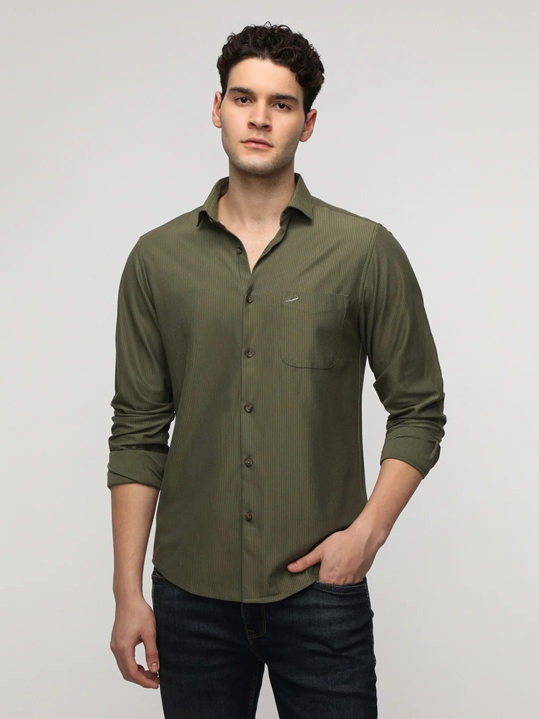 Olive Stripe Premium Techno Shirt