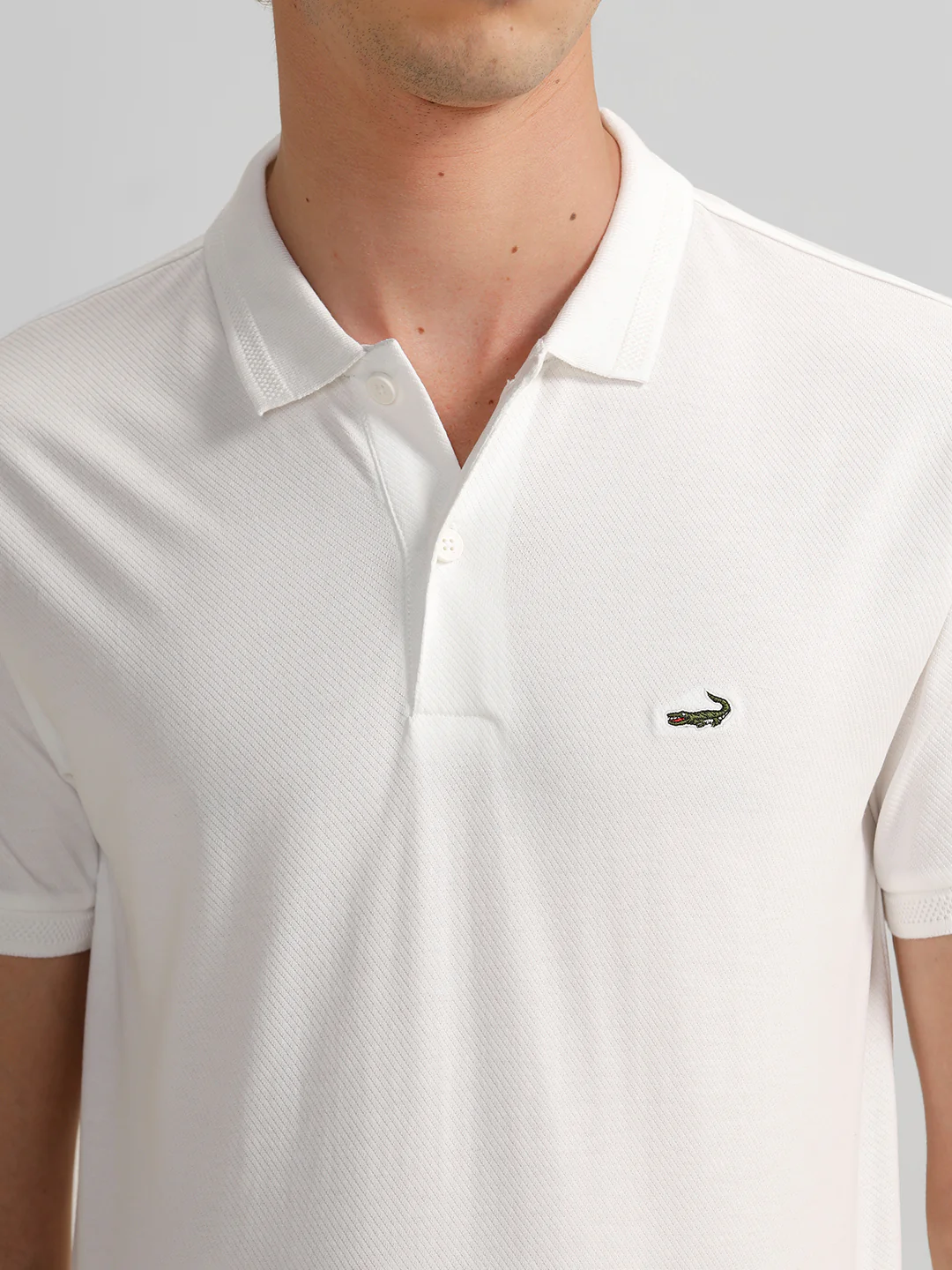 Solid White Slim Fit Polo T-Shirt