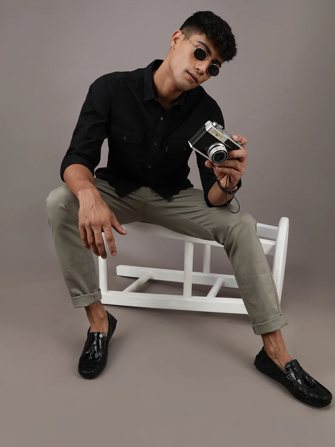 Black Solid Full Sleeve Casual Shirt