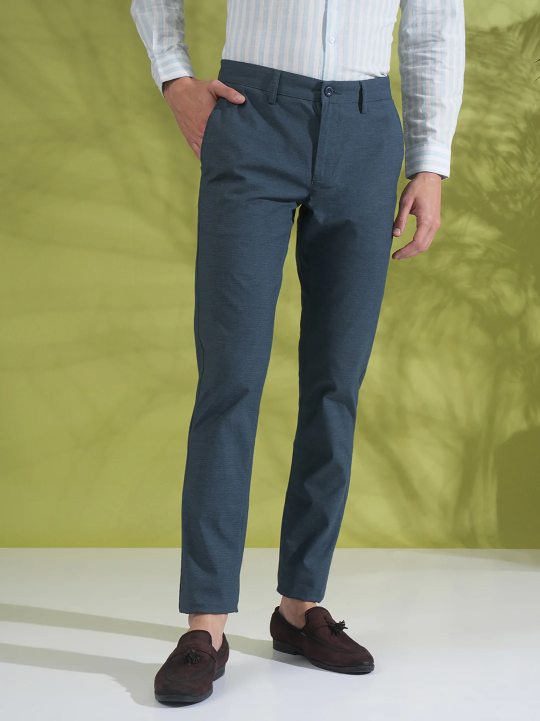 Ripstop Self Pattern Stretch Trouser Dark Blue