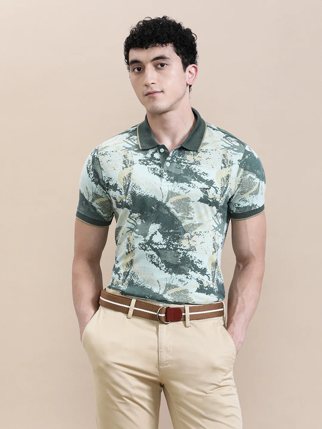 Slim Fit Green AOP T-Shirt Green