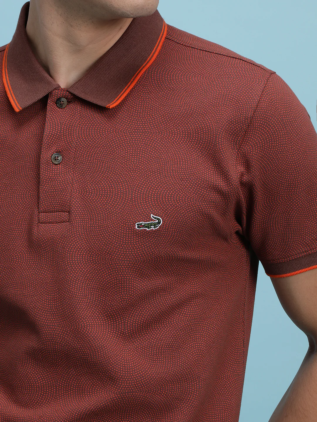 Casual Polo T-Shirt Brown Printed