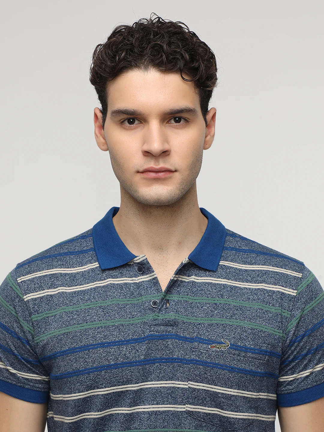 Grindle Stripper Navy Slim T-Shirt with Cotton Poly