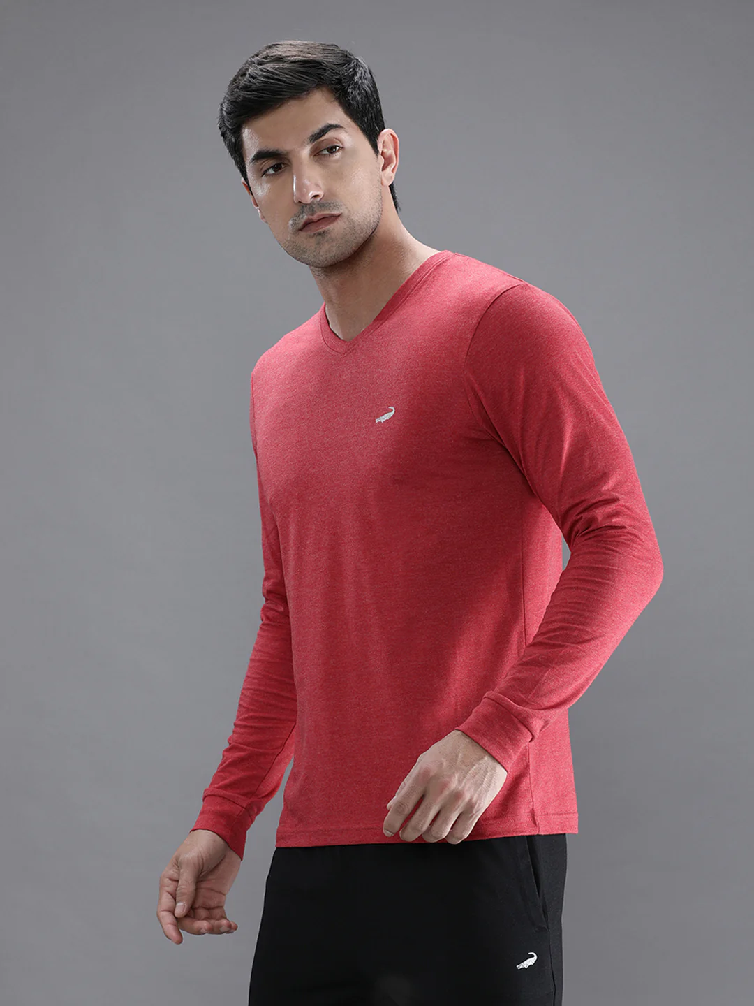 Red Melange Solid T-Shirt