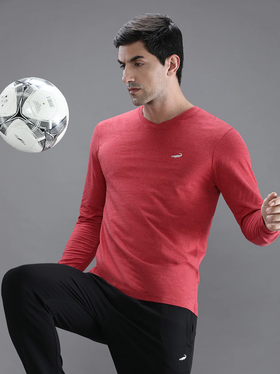 Red Melange Solid T-Shirt