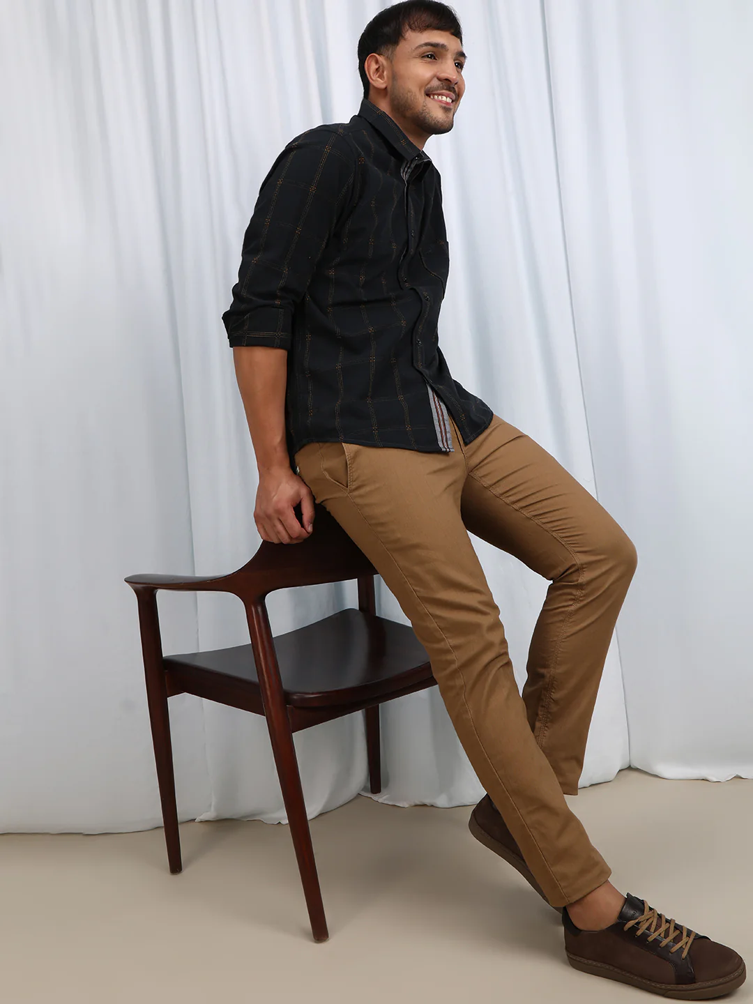 Black Checked Full Sleeve 100% Cotton Shirt