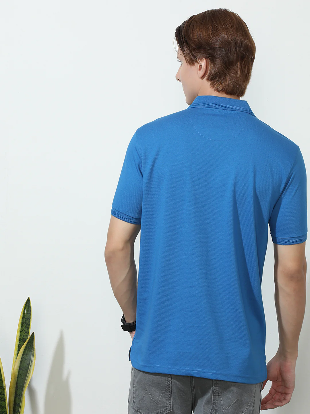 Solid Blue Half Sleeve Casual Polo T-Shirt