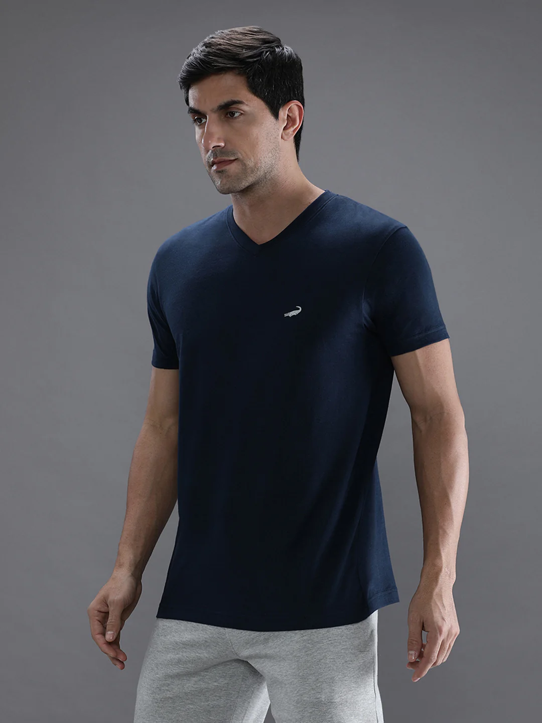 Navy Solid Casual T-Shirt