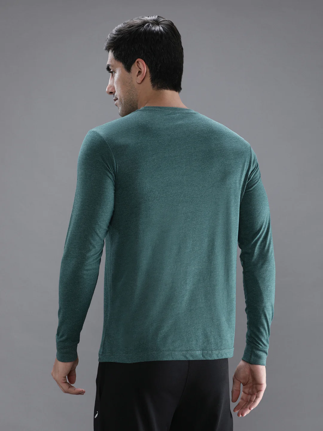 Green Melange Solid Casual T-Shirt