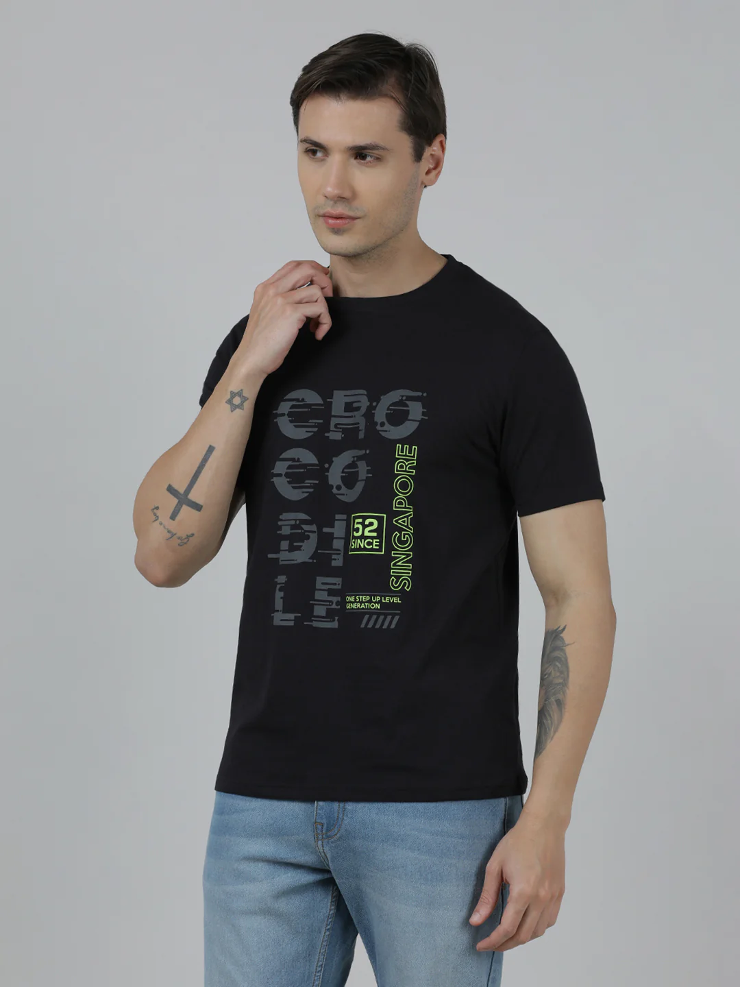 Pack Of 2 Typography Printed Slim Fit Cotton T-shirts