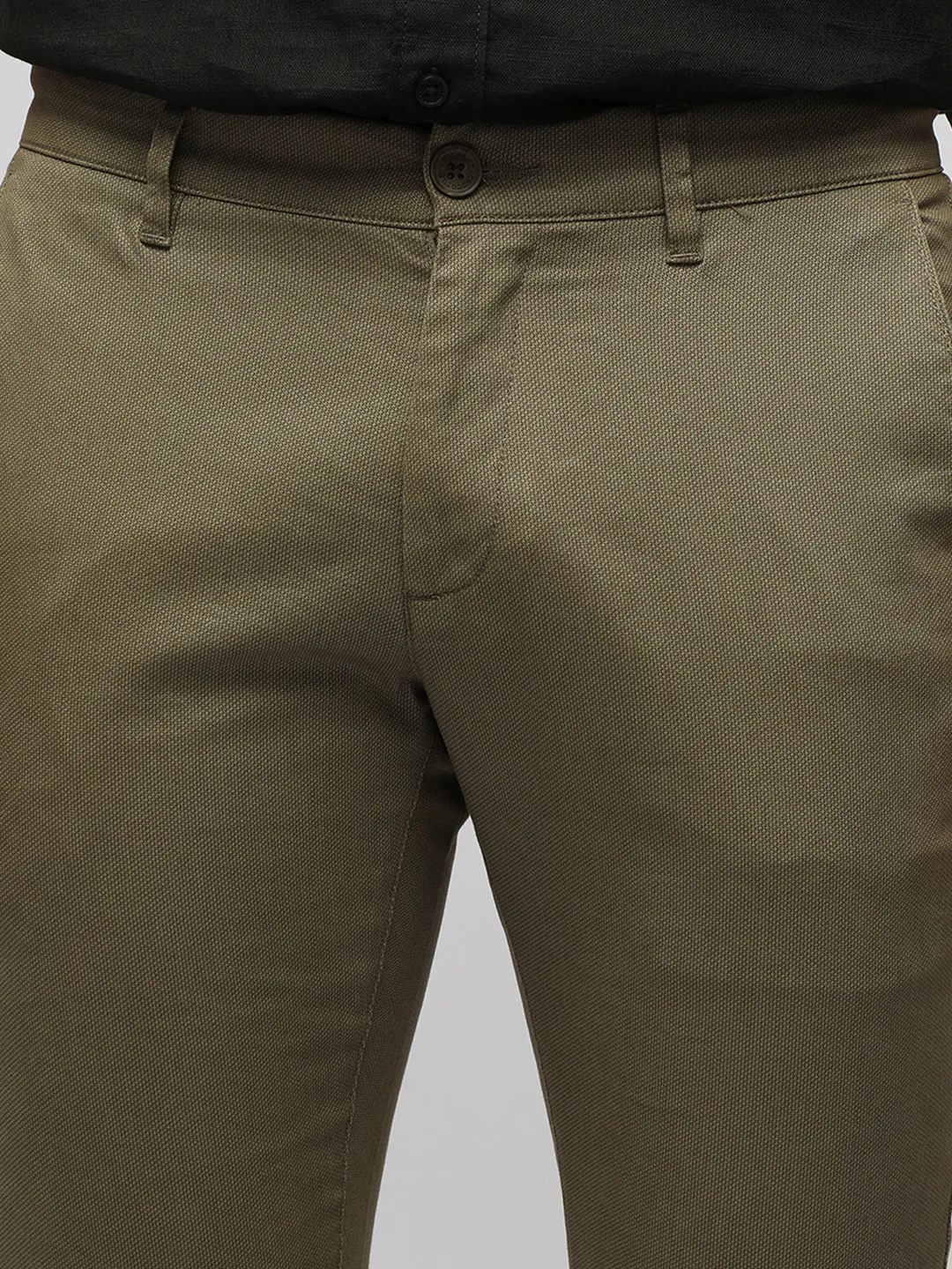 Khaki Printed Soft Touch Stretch Trouser