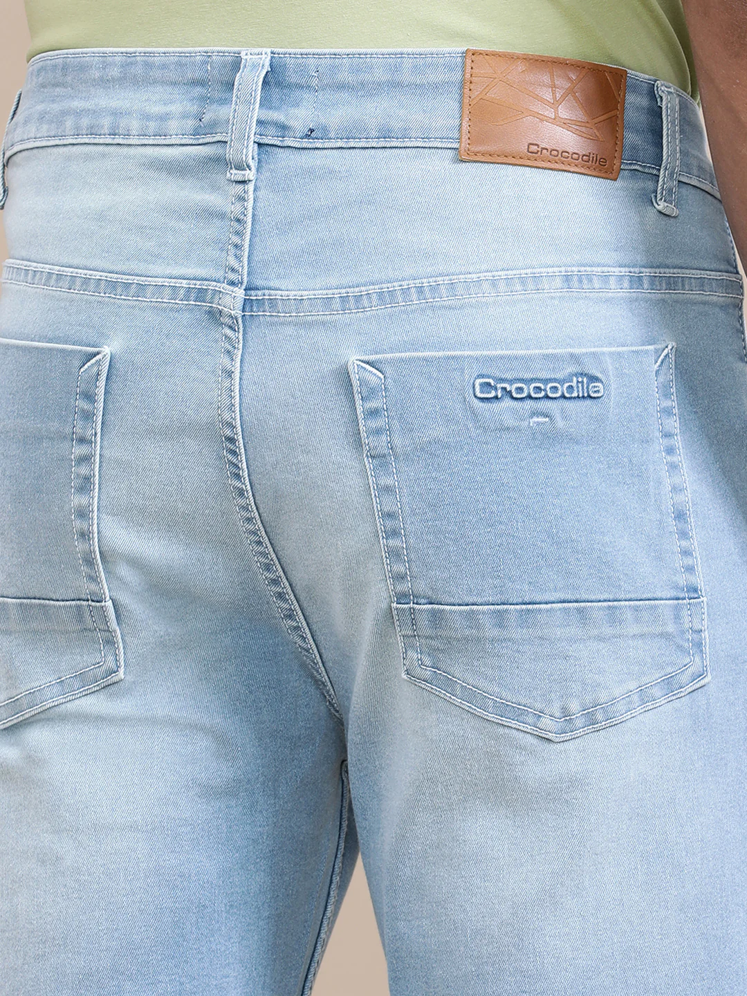 Ice Washed Light Blue Slim Tapered Jeans