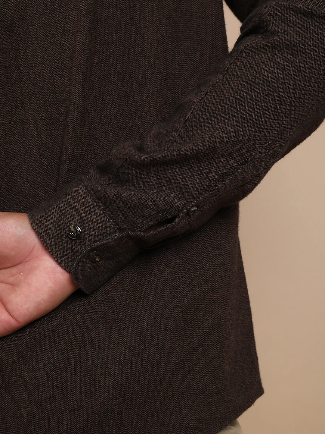 Brown Solid Full Sleeve 100% Cotton Shirt