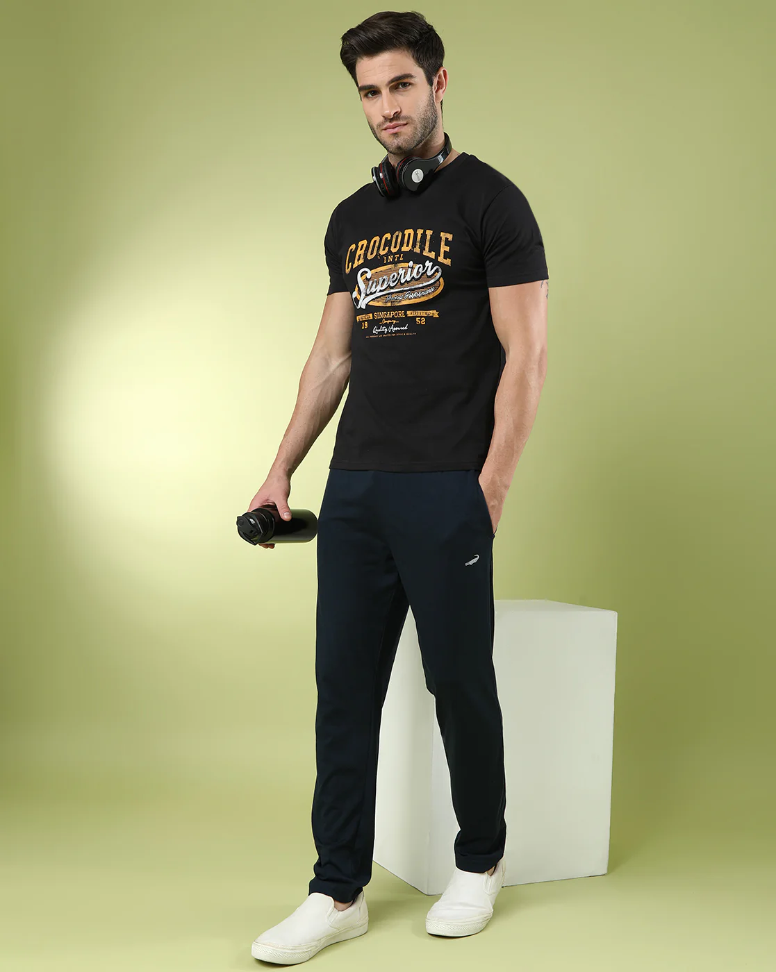 Pack Of 2 Typography Printed Slim Fit T-shirts