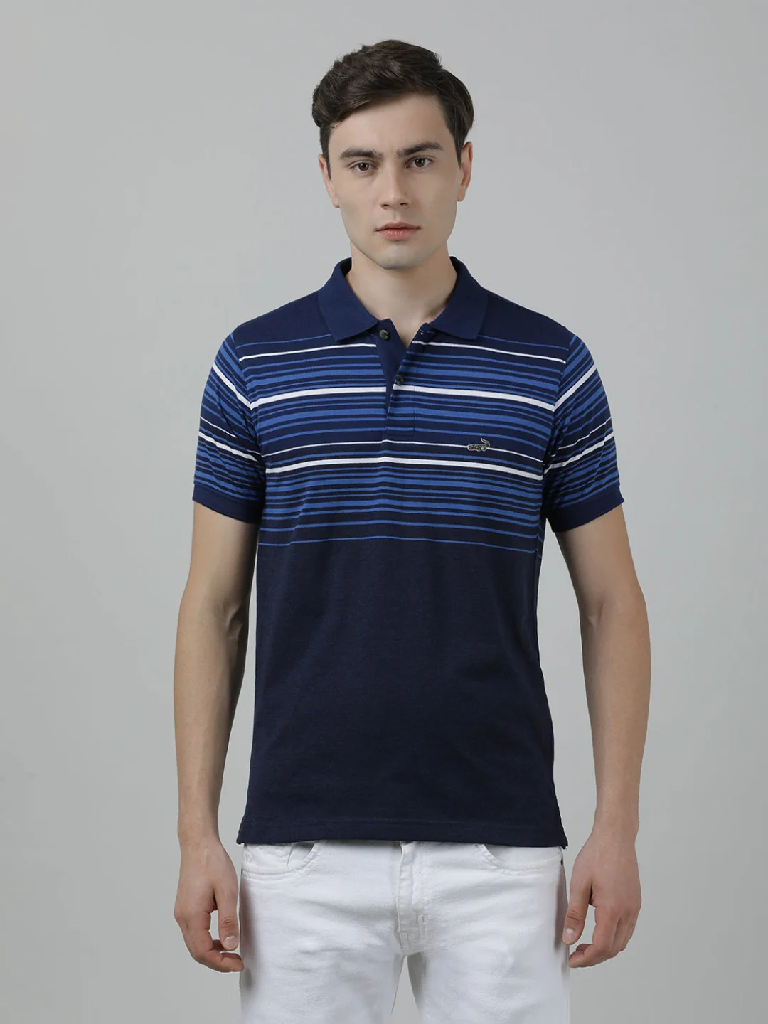 Striped Casual Polo T-Shirt Blue