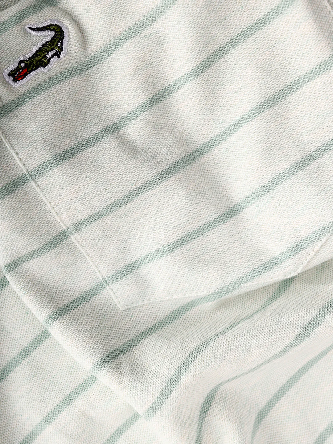 Slim Fit Striper Green Polo T-Shirt