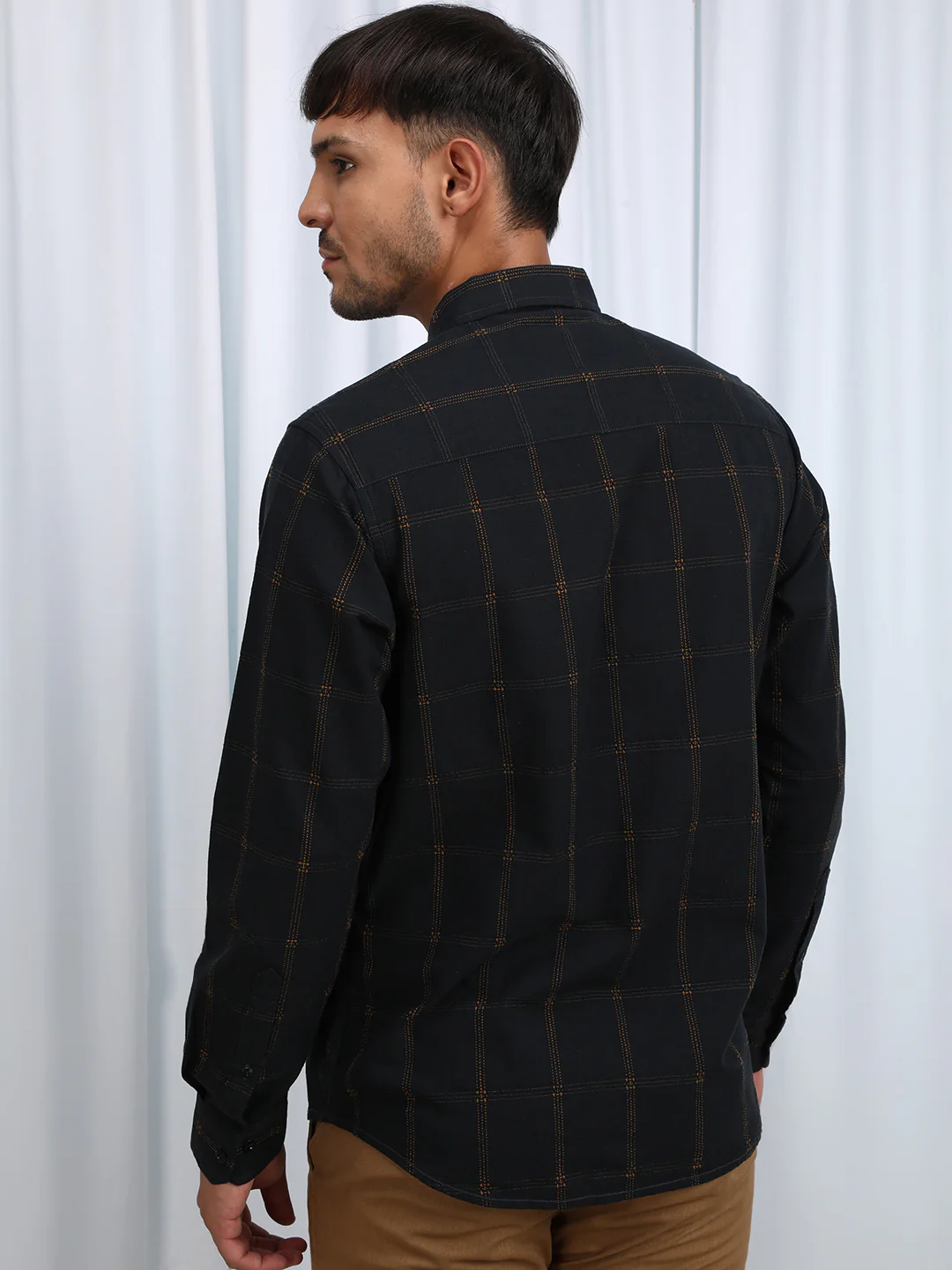 Black Checked Full Sleeve 100% Cotton Shirt