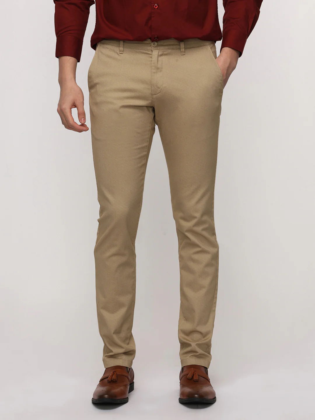 Beige Printed Soft Touch Stretch Trouser