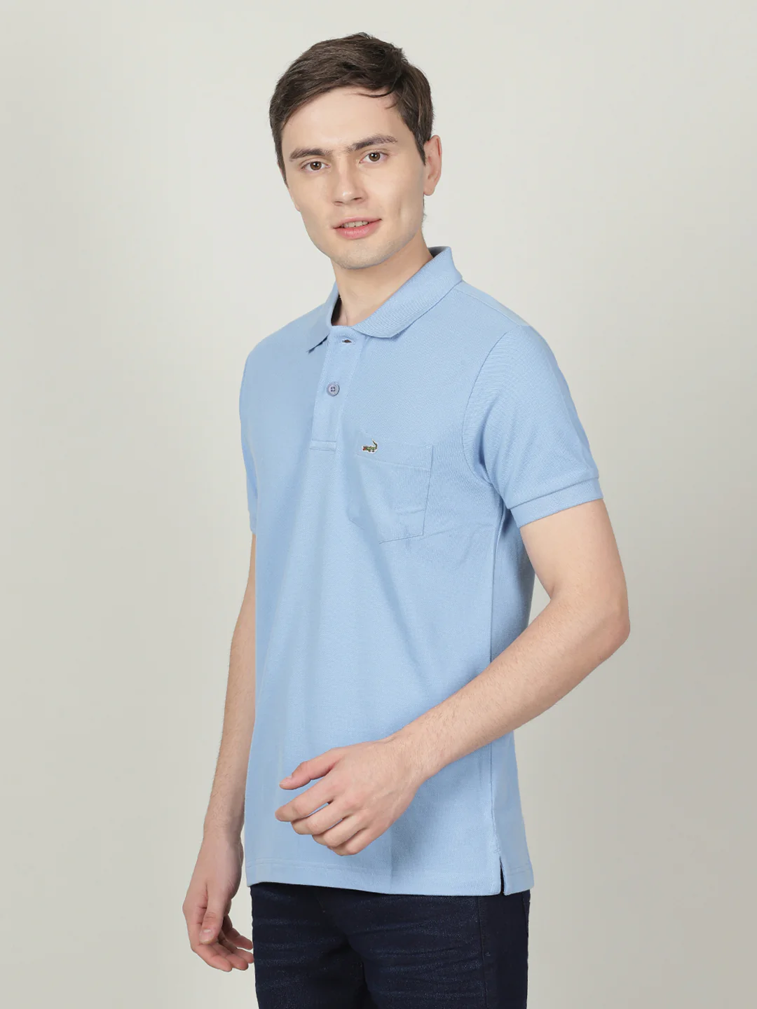 Casual Polo T-Shirt Solid Blue with Pocket