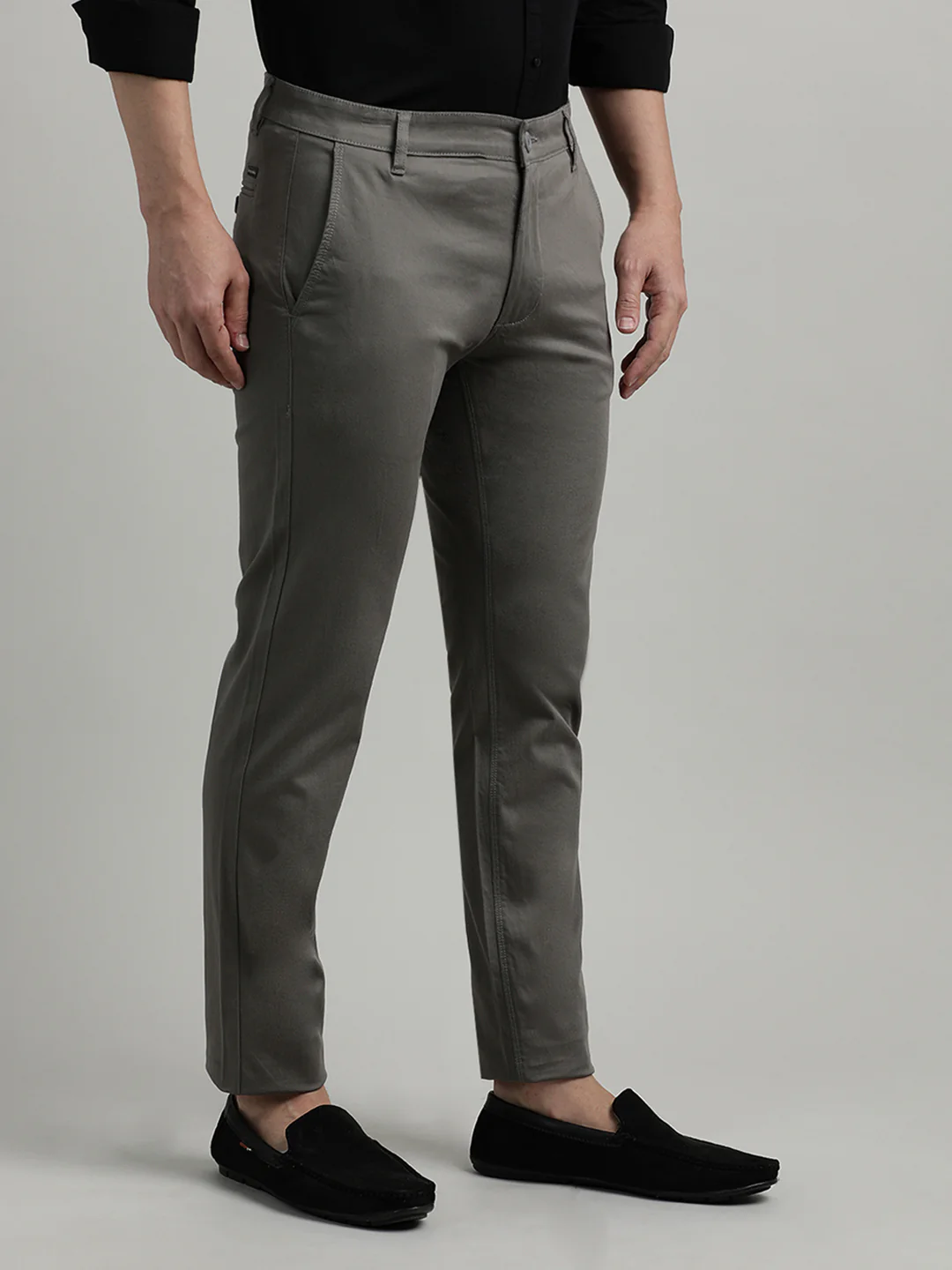 Solid Grey Trim Fit Trouser