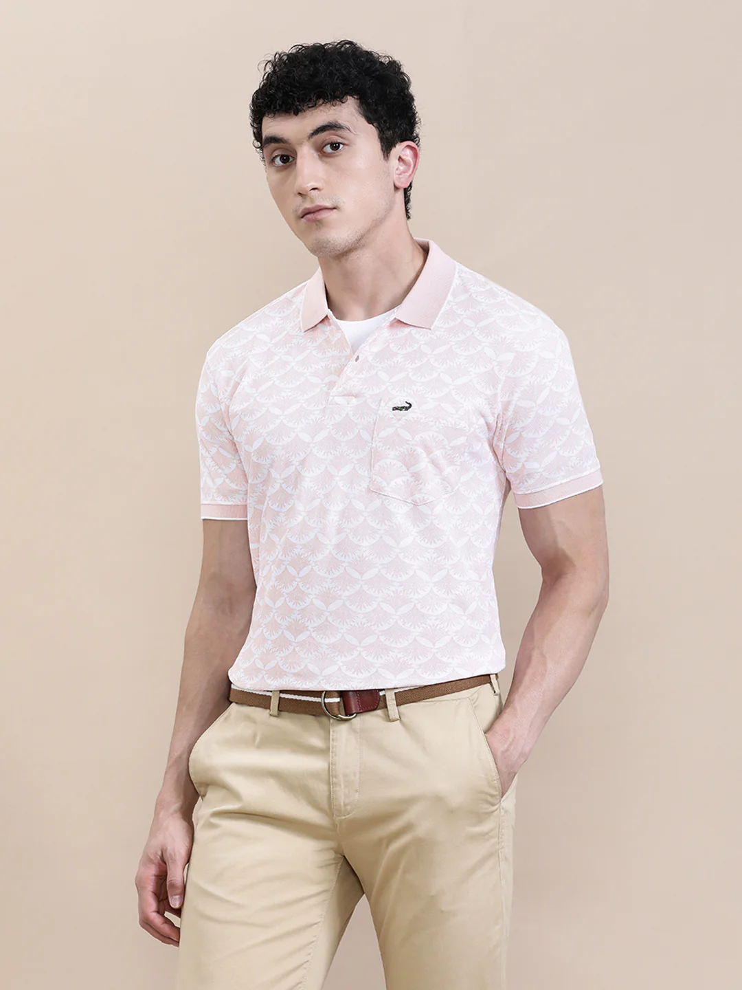 Leaf Motif Slim Fit Polo