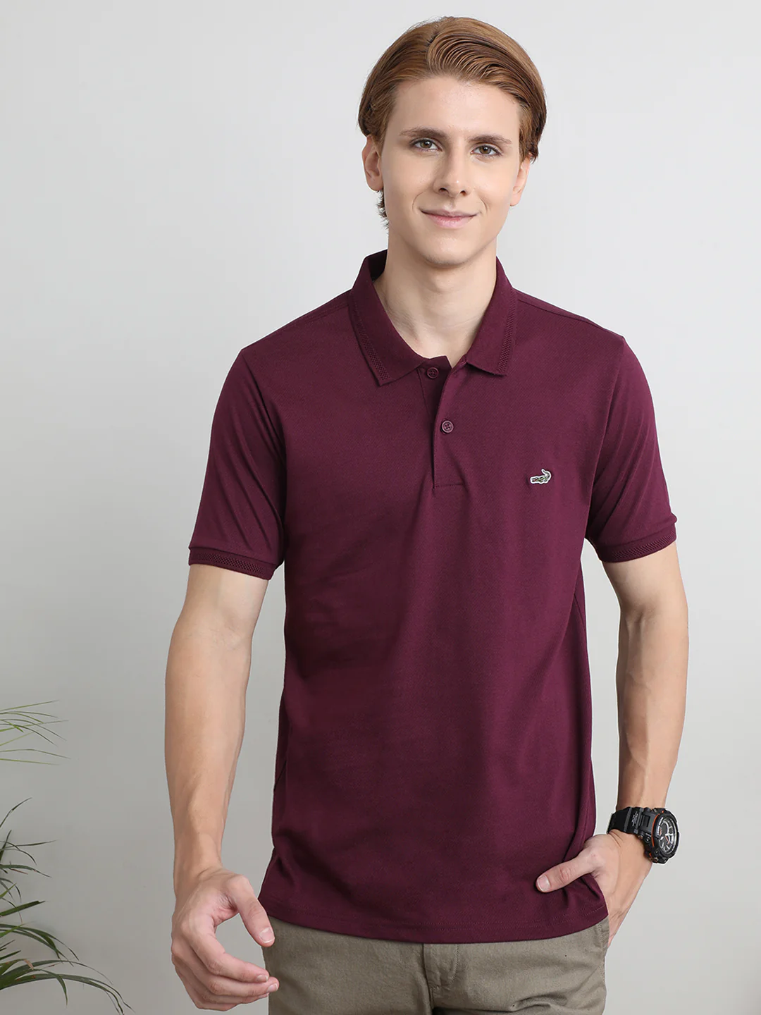 Solid Red Half Sleeve Casual Polo T-Shirt