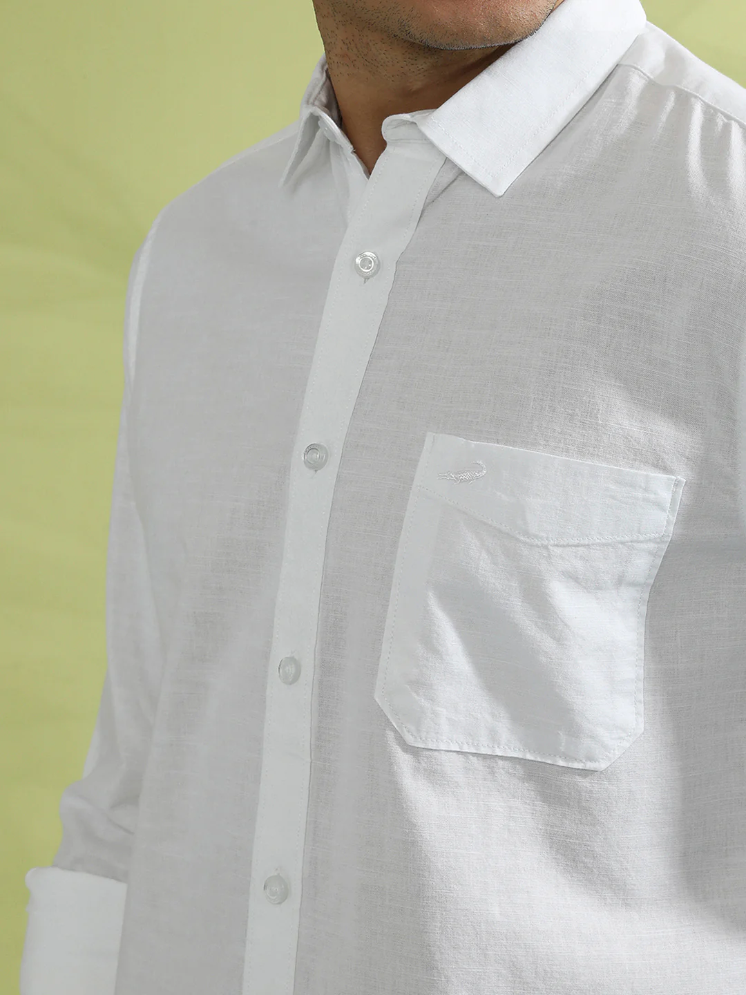 White Solid Full Sleeve 100% Cotton Shirt