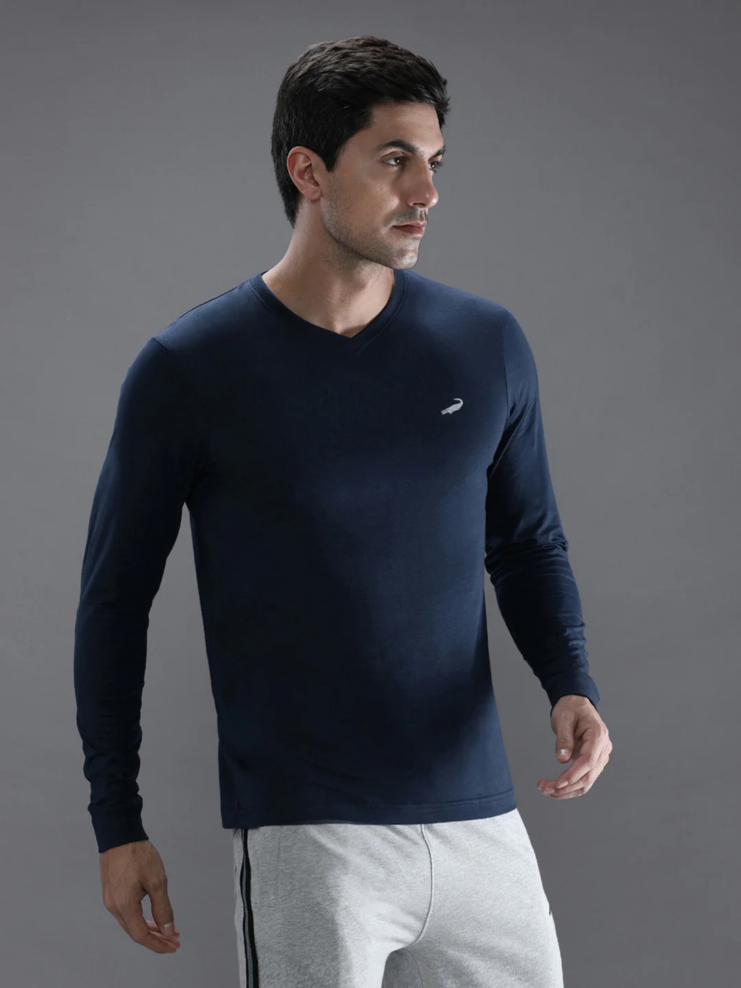 Casual Navy Solid T-Shirt