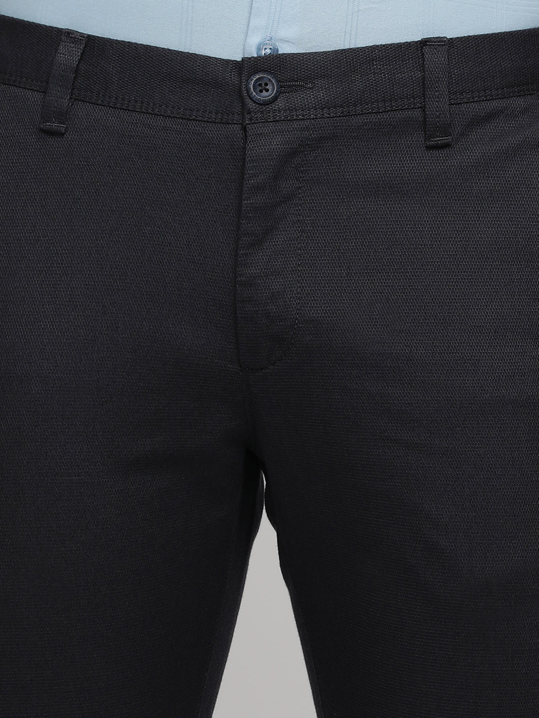 Dark Grey Textured Stretch Trouser