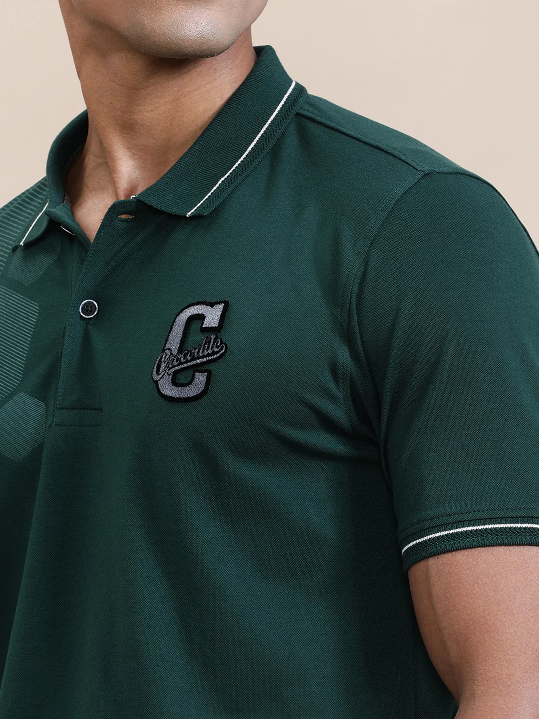 Chenille Embroidery Lycra Slim Fit Polo