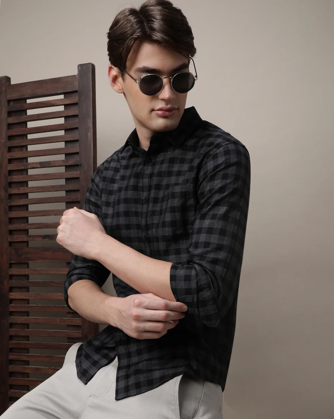 Black Checked Full Sleeve Shirt