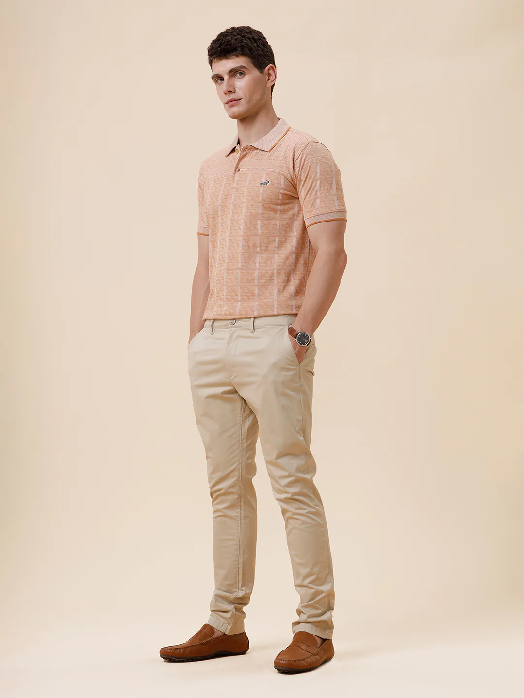 Stripe Half Sleeve Casual Polo T-Shirt