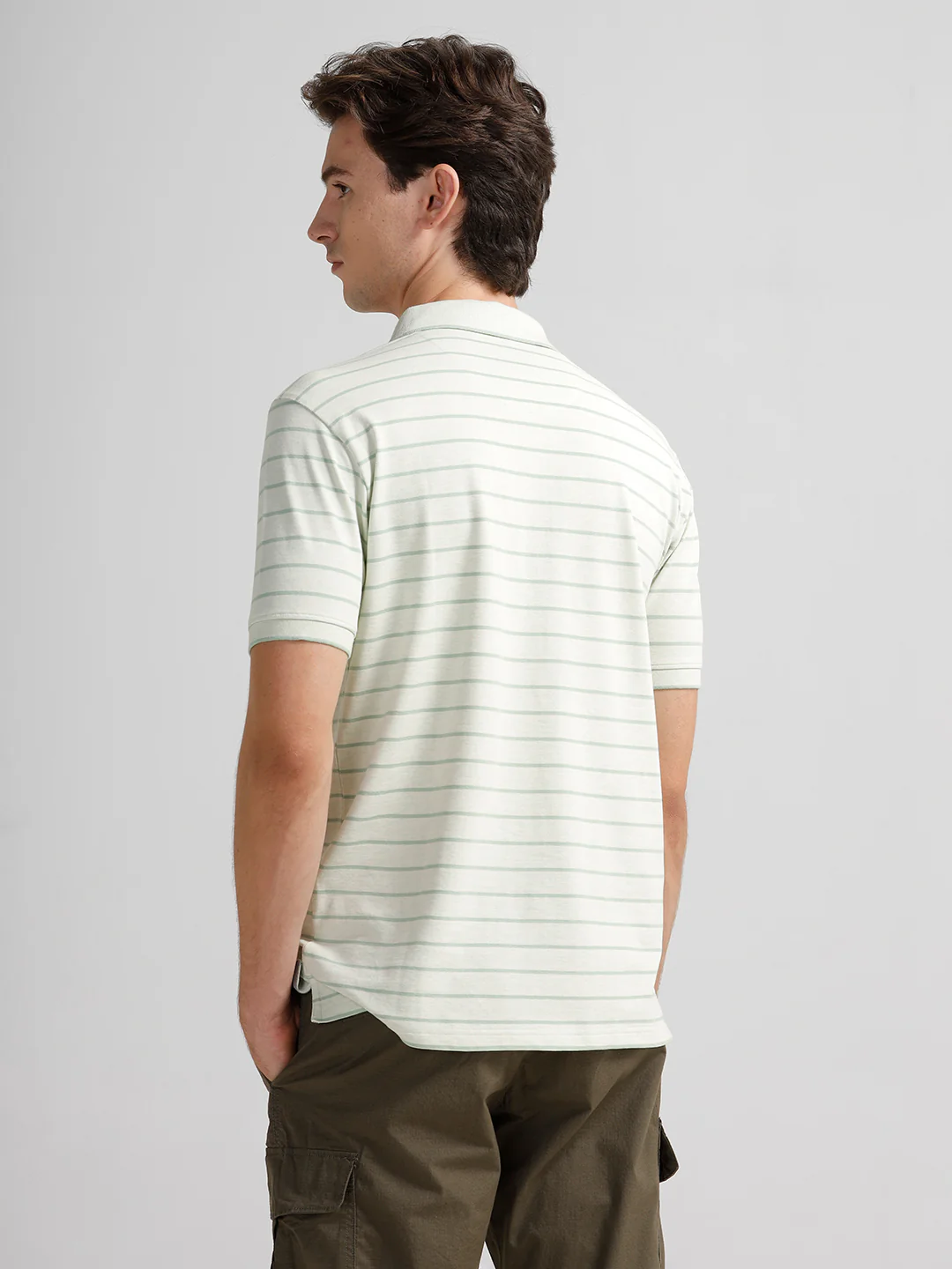 Slim Fit Striper Green Polo T-Shirt